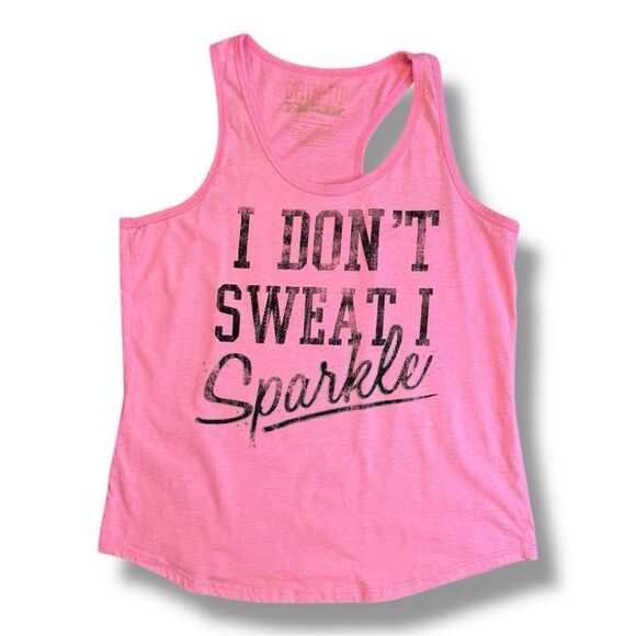 Chin Up Apparel Pink I DON’T SWEAT I SPARKLE Workout Tank Top Sz M - Picture 2 of 9